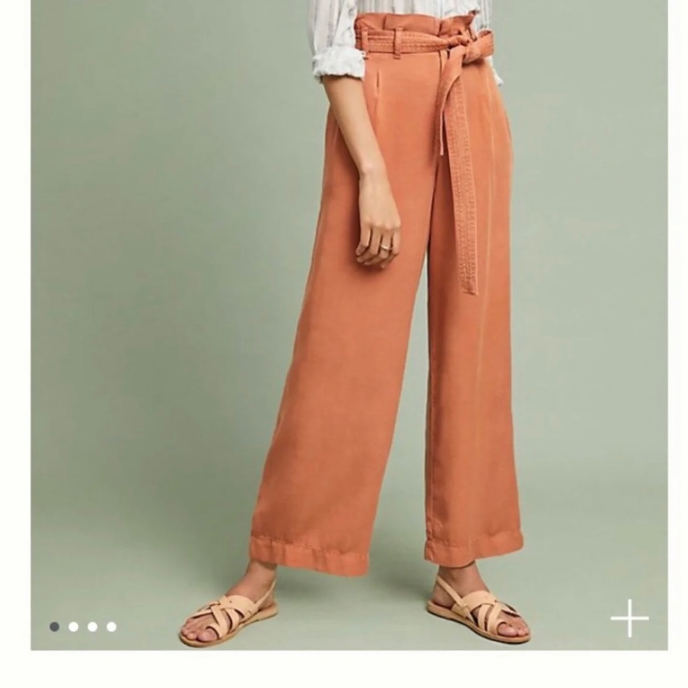 Anthropologie Blythe Orange Wide Leg Pants 14